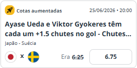 super odds para o jogo Japão x Suécia pela Copa do Mundo