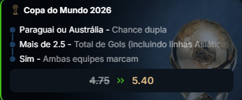 super odds para o jogo Paraguai x Austrália pela Copa do Mundo