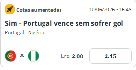 super odds para Portugal x Nigéria