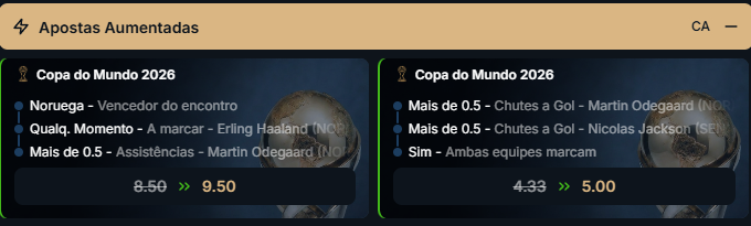 super odds para o jogo Noruega x Senegal pela Copa do Mundo