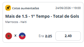 super odds para Marrocos x Haiti pela Copa do Mundo