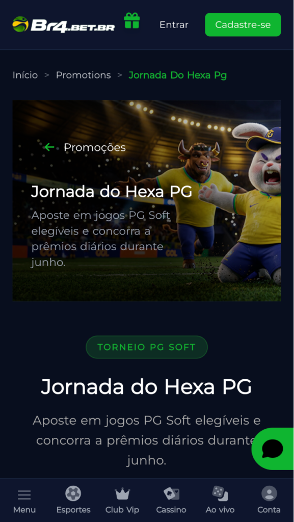 captura de tela da oferta Jornada do Hexa da Br4bet