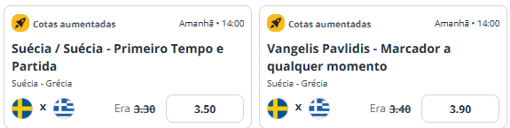 super odds para Suécia x Grécia