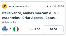 super odds para o amistoso Grécia x Itália